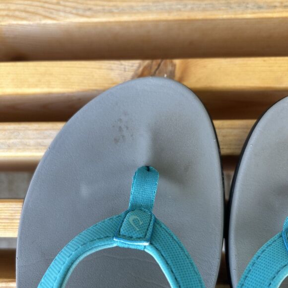 Olukai Girls Size 5 Ho’opio Teal Gray 30131 Slip On Sandal Thong - Picture 7 of 8